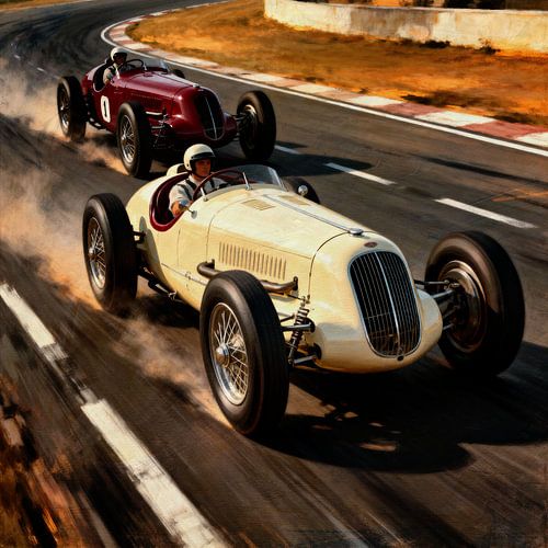Racelegendes: Vintage snelheid op canvas
