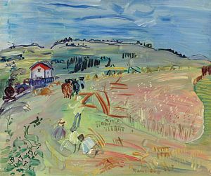 Raoul Dufy - Landschaft mit Weizenfeld und Ochsen (circa 1935)