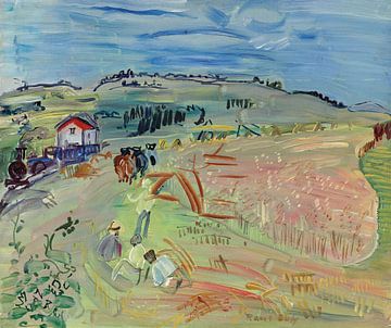 Raoul Dufy - Landschap met tarweveld en ossen (circa 1935) van Peter Balan
