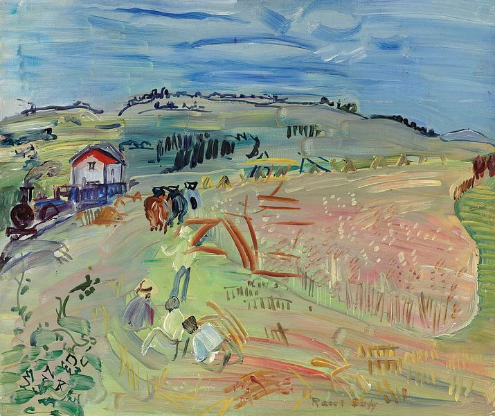 Raoul Dufy - Landscape with wheat field and oxen (circa 1935) by Peter Balan