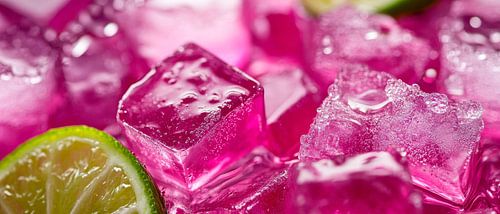 Ijsblokjes met limoenen - Verfrissend roze