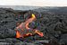 Zone volcanique avec une coulée de lave rougeoyante sur Hawaii sur Ralf Lehmann