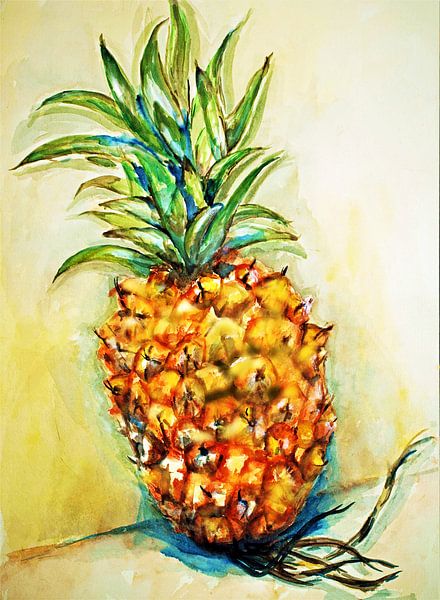 Ananas. Handgeschilderd van Ineke de Rijk