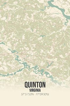 Vintage landkaart van Quinton (Virginia), USA. van MijnStadsPoster