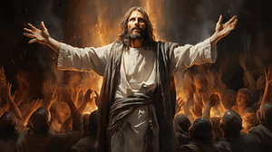 Gemälde von Jesus Christus, in einem weißen Gewand, Aquarell-Kunstdesign