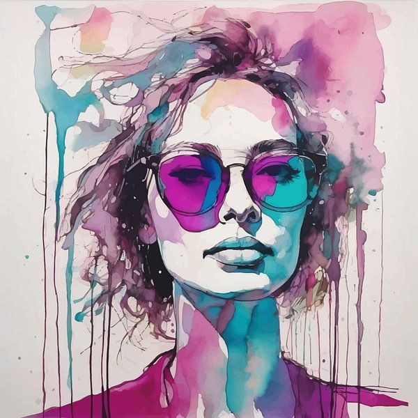 Minimalistisch aquarelschilderij van een vrouw van MIROKKU