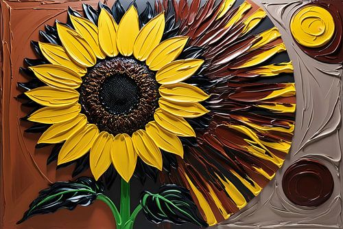 Tournesol expressionniste en couleur