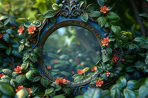 Art Nouveau Spiegel met Bloemen