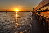 Sonnenuntergang auf dem Binnenschiff