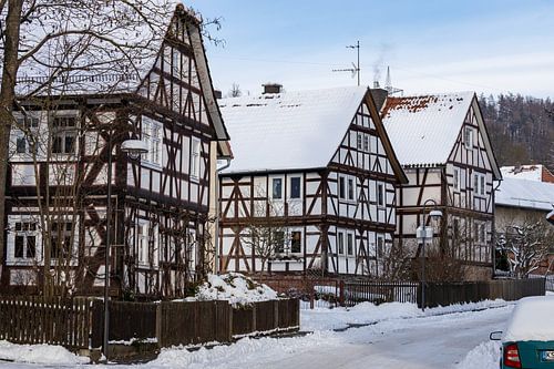 Herleshausen vakwerkhuizen in de winter
