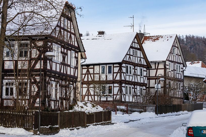 Herleshausen Fachwerkhäuser im Winter von Roland Brack
