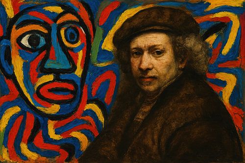 Portret met expressieve kleurvlakken