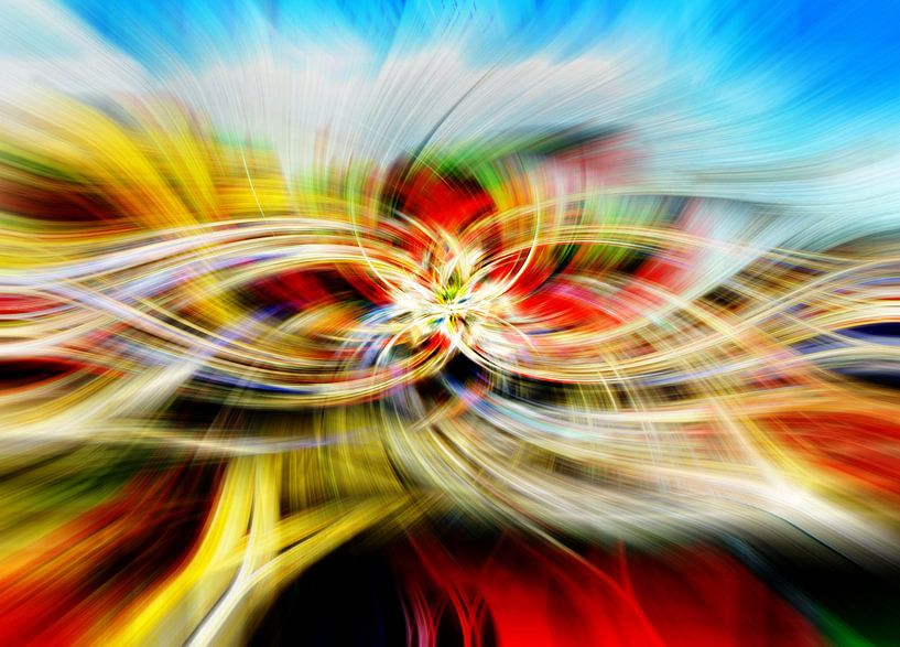 Abstract with red yellow and blue by Rietje Bulthuis
