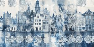 Collage de Delft, en bleu de Delft sur Studio Allee