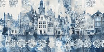 Collage of Delft, in Delft blue by Studio Allee