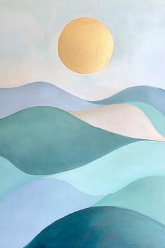 Zachte heuvels onder gouden zonlicht van Poster Art Shop