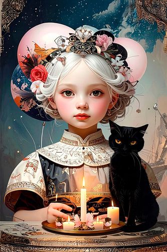 Meisje met haar kat...