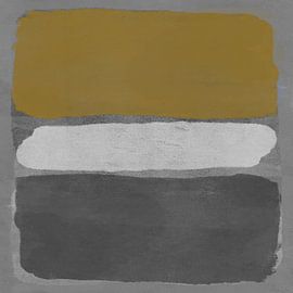 Modern abstract expressionism. Yellow, white and dark grey on grey. by Dina Dankers