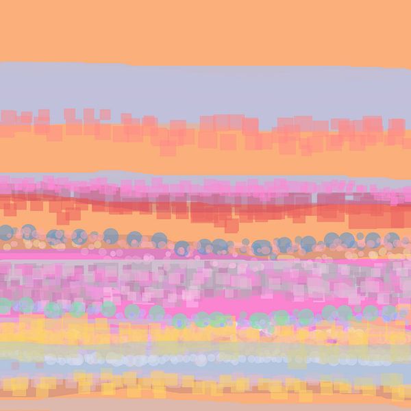 Geometric landscape with circles and squares 22 by Claudia Gründler