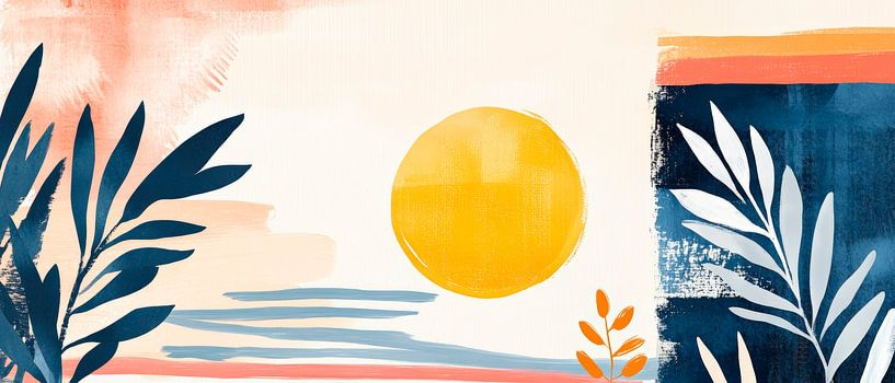 Sonnenaufgang mit bunten Pflanzenmotiven von Poster Art Shop