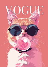 stylish wearing sunglasses blowing pink bubble gum vogue poster by Cross