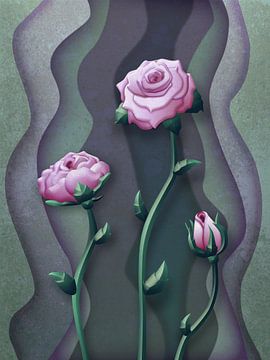 Drie roze rozen van Britta Glodde