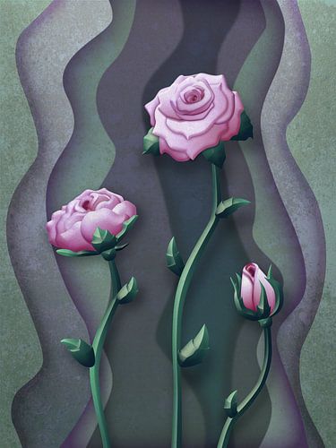 Three pink roses by Britta Glodde