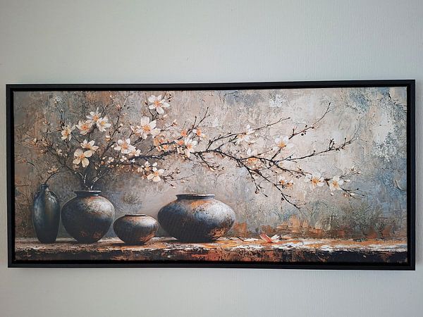 Customer photo: Japandi Flower Still Life | Whispering Petal Harmony by Art Whims, on canvas