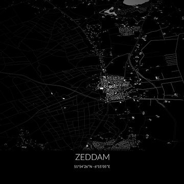 Black-and-white map of Zeddam, Gelderland. by Rezona