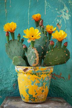 Cactus met heldere bloemen van Poster Art Shop