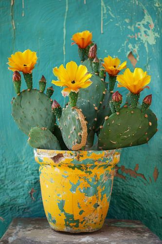 Cactus with bright flowers