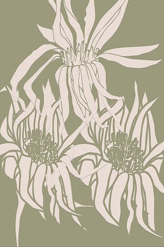 Boho botanische bloem op saliegroen nr. 1