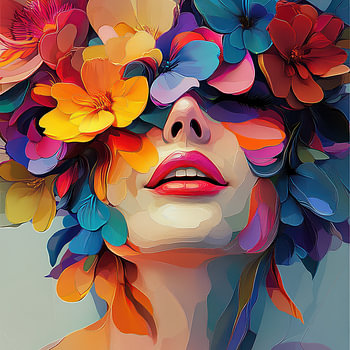 Portrait femme coloré et moderne