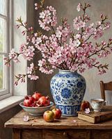 Stilleben einer Blüte in Delfter Blau