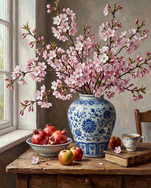 Nature morte de fleur en bleu de Delft par AnderWerk