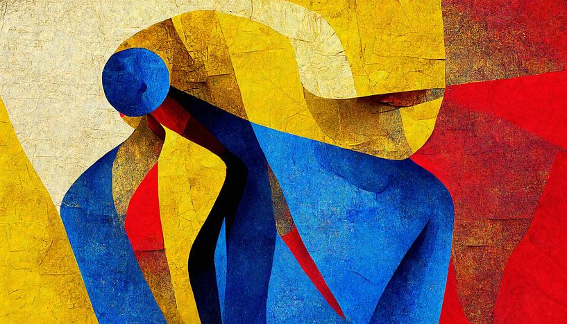 Eyecatcher in blue, yellow and red by Carla van Zomeren