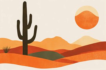 Cactuslandschap bij zonsondergang van Poster Art Shop