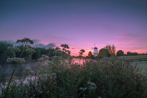 Molen De Vlinder aan de rivier de Linge in de Betuwe