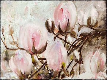 Bloemenschilderij - Magnolia Bloesem