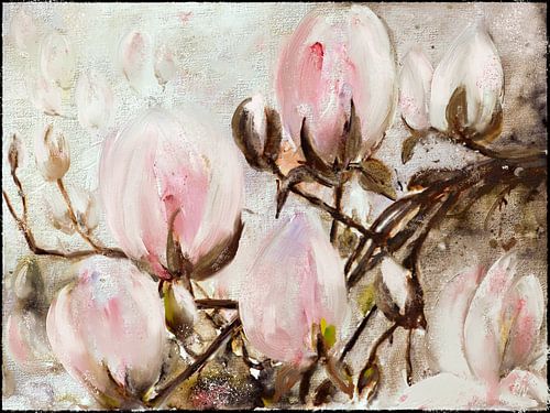 Bloemenschilderij - Magnolia Bloesem