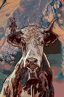 Cow head in mixed media