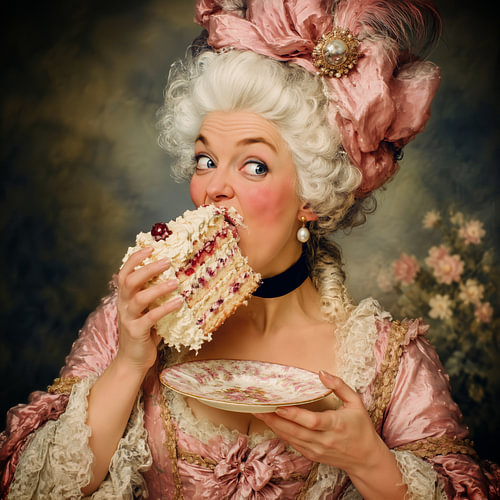 Madame Pompadour beim Tortenessen im Rokoko-Porträt