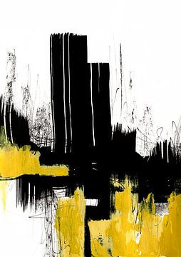 Inkt zwart geel abstract van Ela Szczepaniak