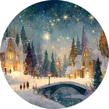 Winterdorp Betoverd door Sterrenlicht