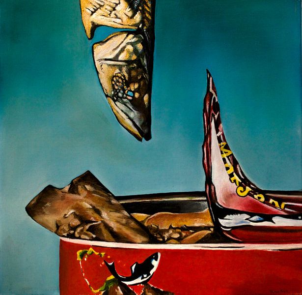 Ölgemälde mit einem Fisch. von Therese Brals