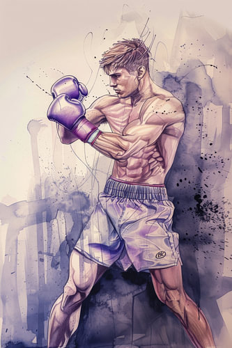 Drawing, watercolour, sports, boxing