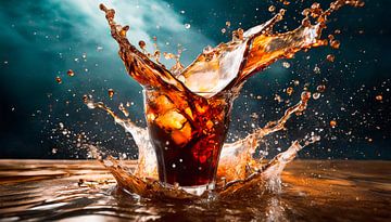 Cola with ice and splash by Mustafa Kurnaz