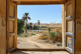 Fensterblick auf die Oase von Poster Art Shop