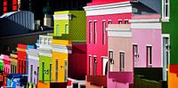kleurrijke huizen in Bo Kaap in Kaapstad gemengde techniek van Werner Lehmann thumbnail