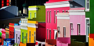 kleurrijke huizen in Bo Kaap in Kaapstad gemengde techniek van Werner Lehmann